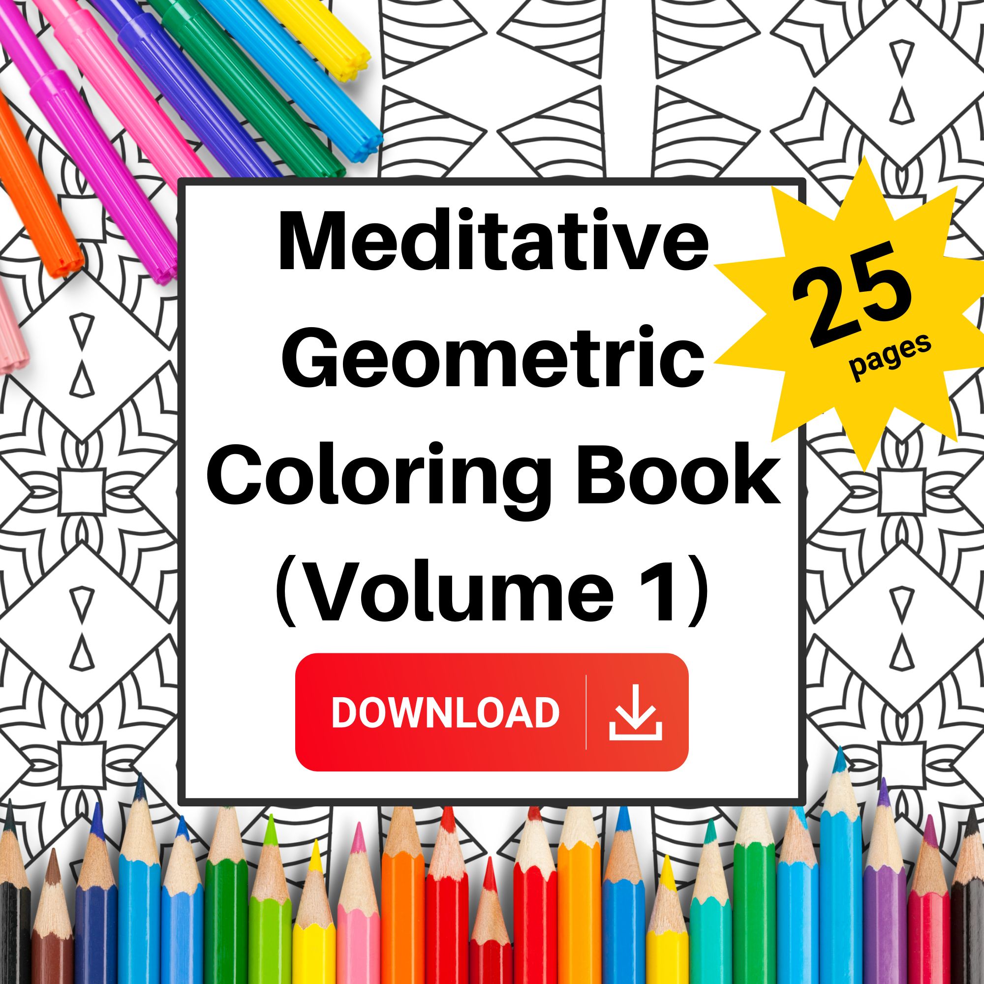 Meditative Geometric Coloring Book (Vol 1)