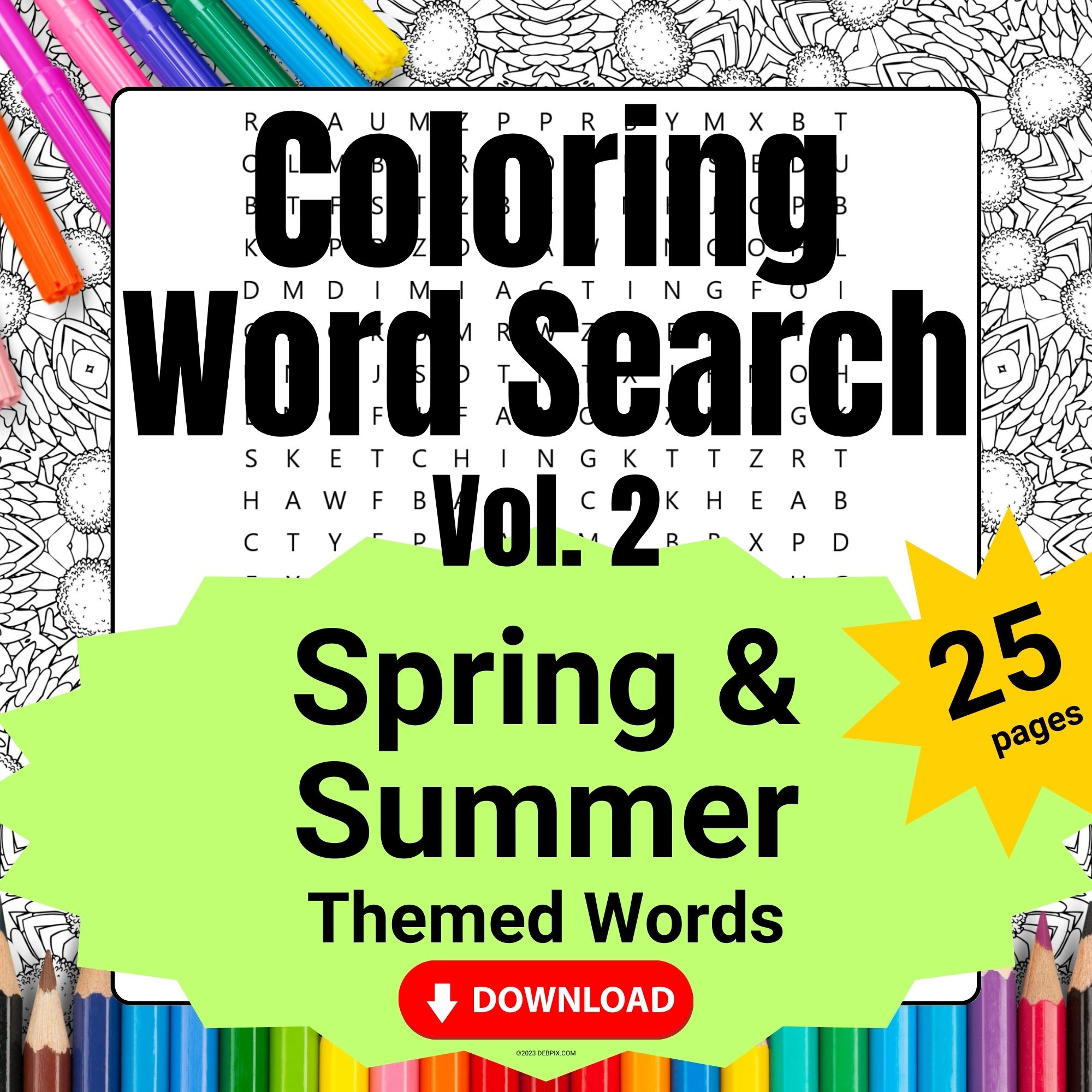 Coloring Word Search Book Vol 2 - Spring & Summer Theme