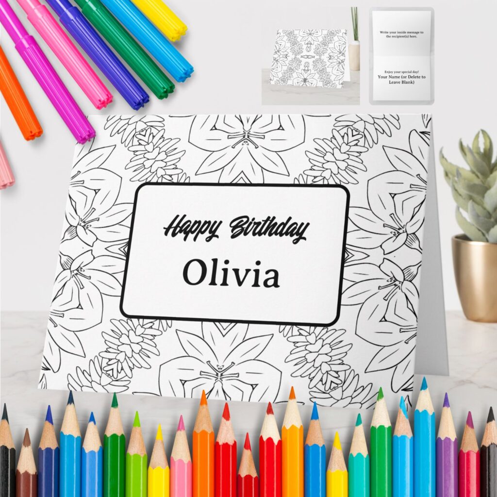 personalized coloring greeting cards