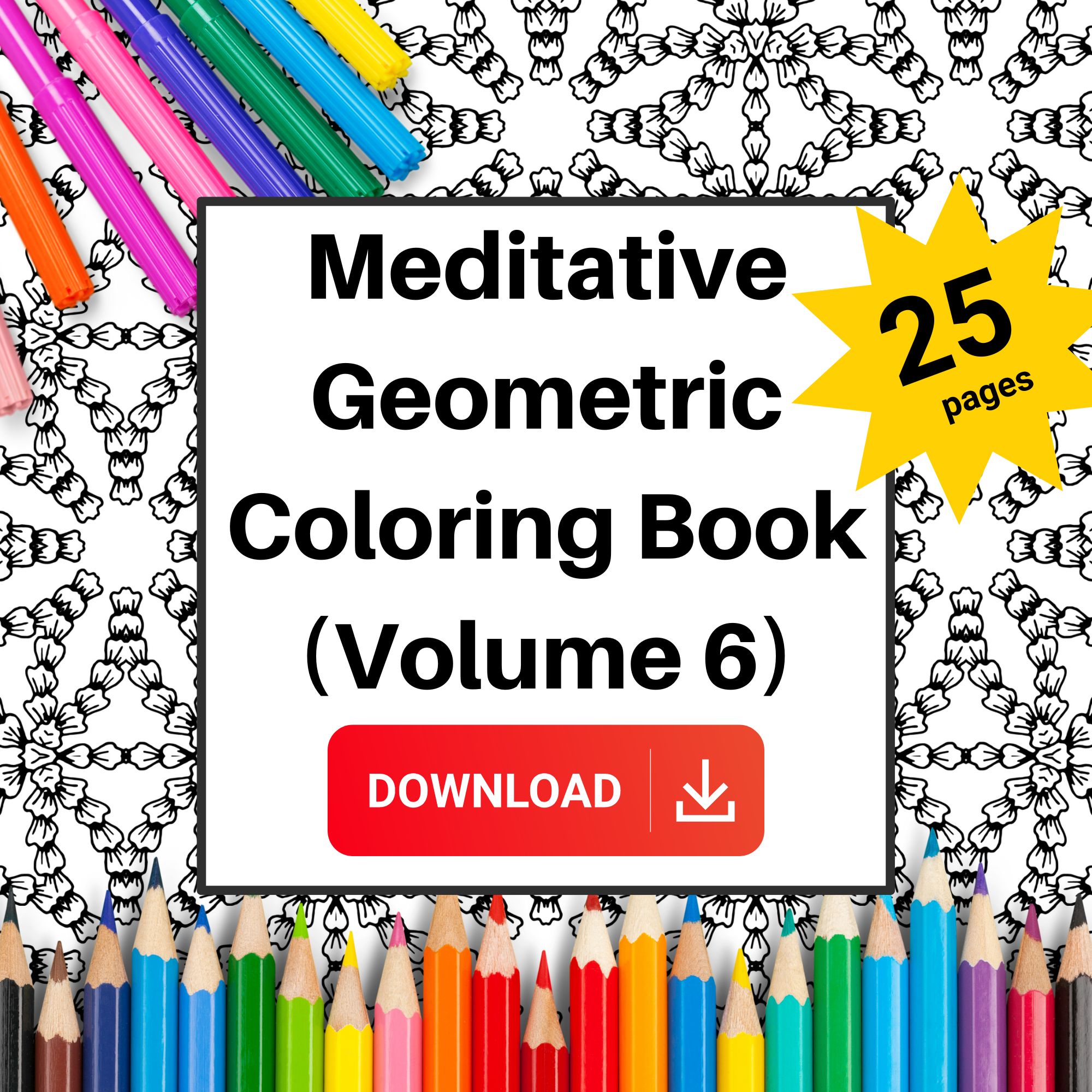 Meditative Geometric Coloring Book (Vol 6)
