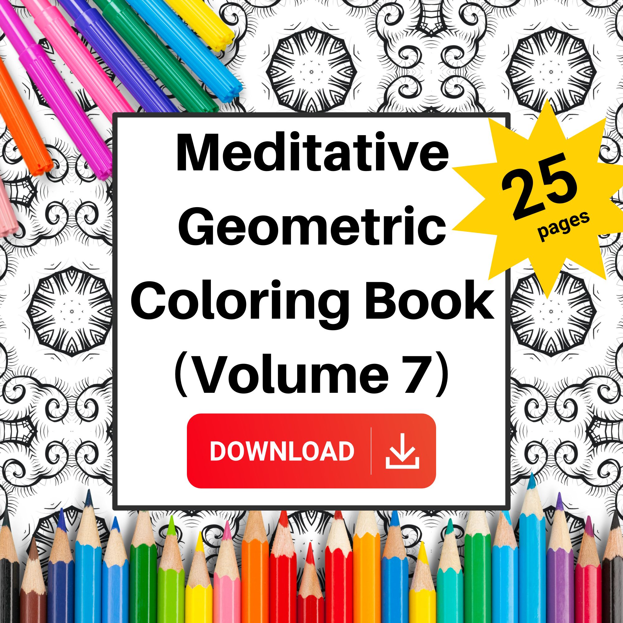 Meditative Geometric Coloring Book (Vol 7)