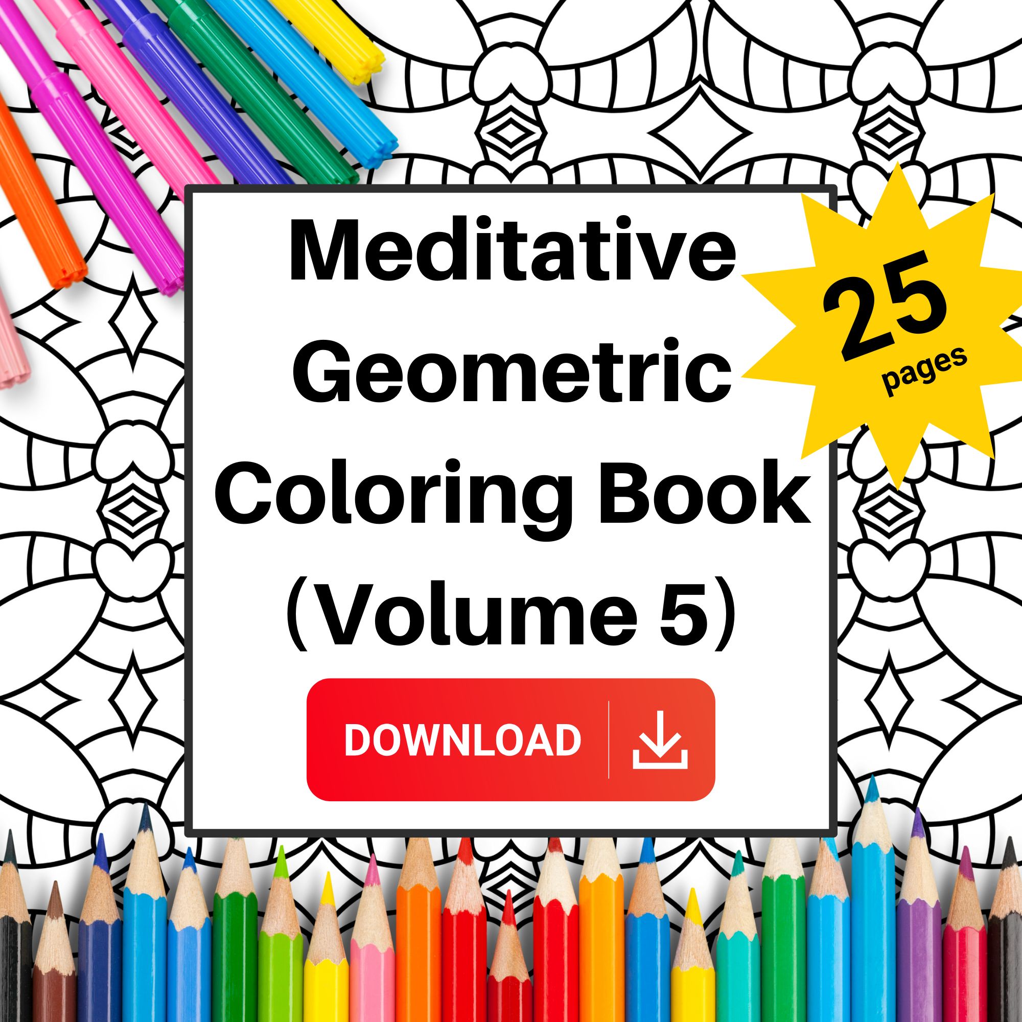 Meditative Geometric Coloring Book (Vol 5)