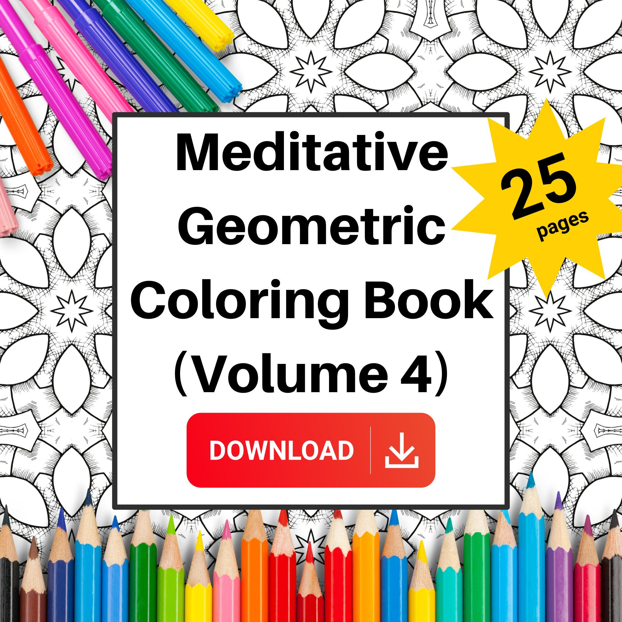 Meditative Geometric Coloring Book (Vol 4)