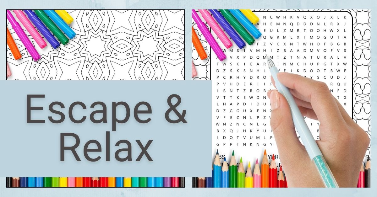 Escape and Relax With Adult Coloring and Word Search Books